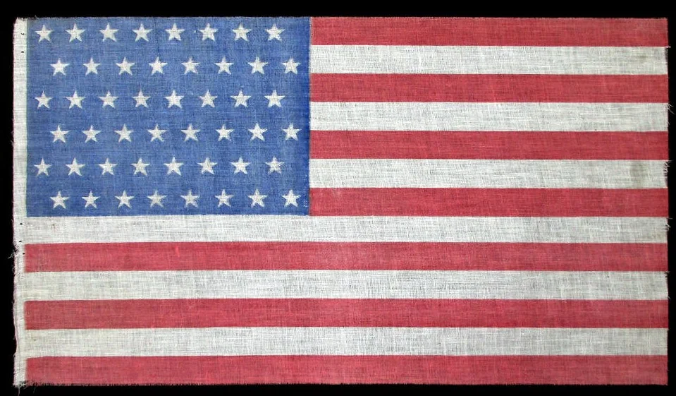 48 Star Antique American Flag with a Staggered Star Pattern